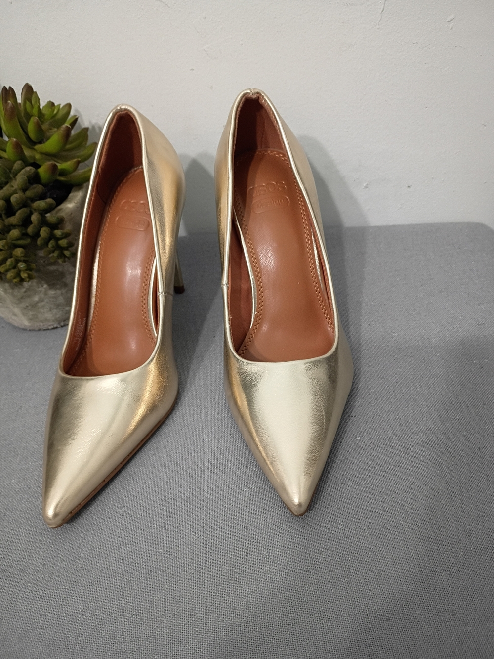 Asos Metallic Gold Pointed-Toe High Heels - Women Size 5